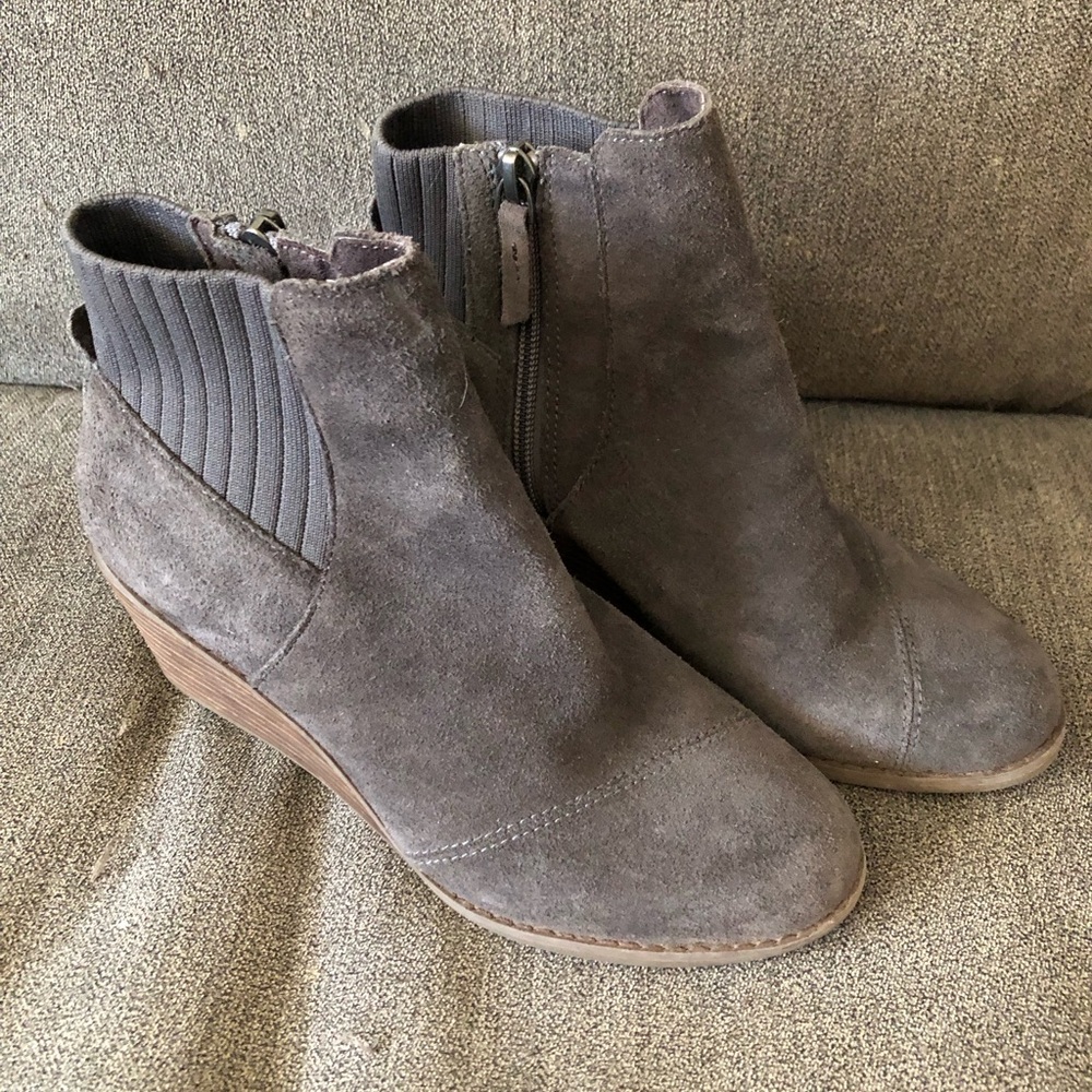 Toms Charcoal Suede Ankle Booties - Picture 2 of 4